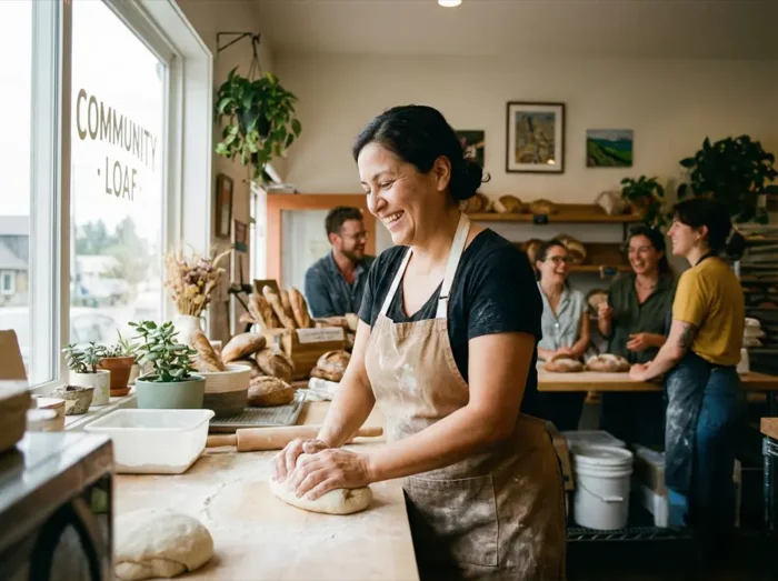 Local bakery owner using Create Local Buzz CRM to manage customer relationships