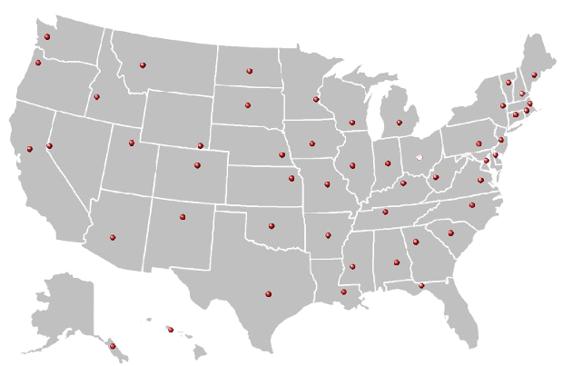 Mapa de USA con sucursales UPS
