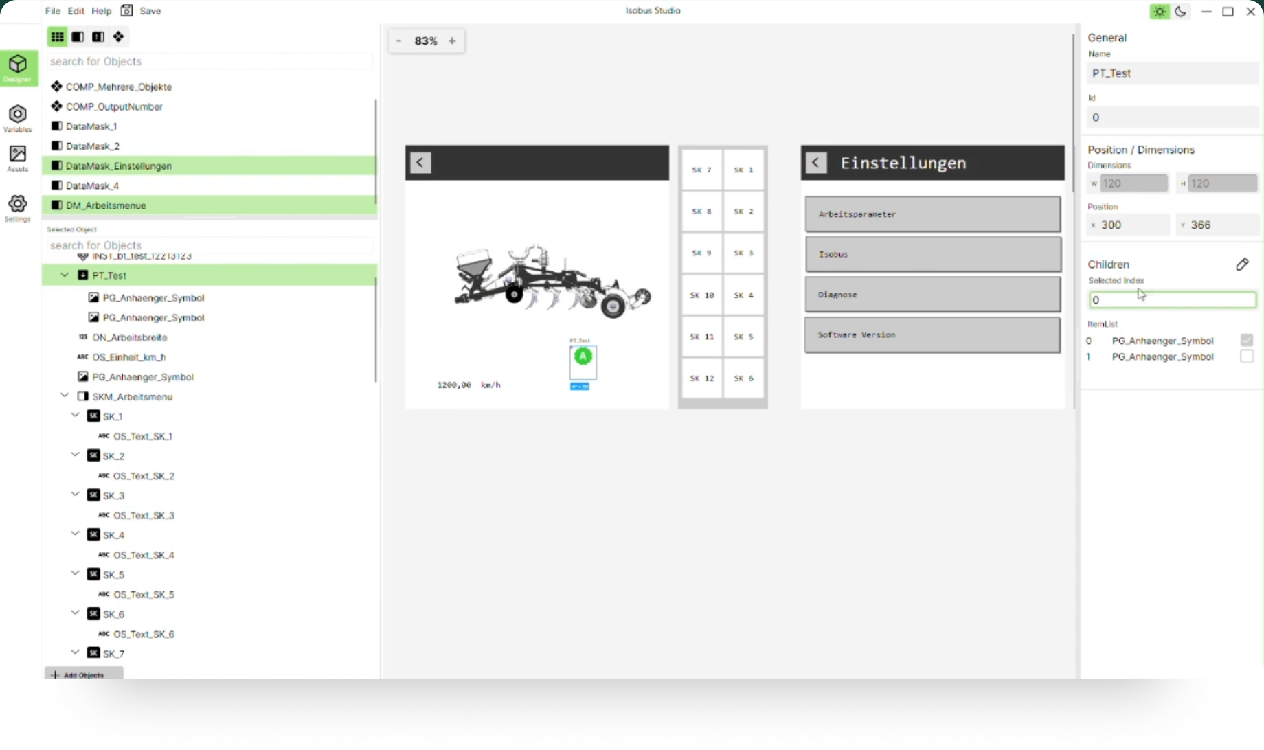 ISOBUS Studio Editor mit paralleler Maskenbearbeitung