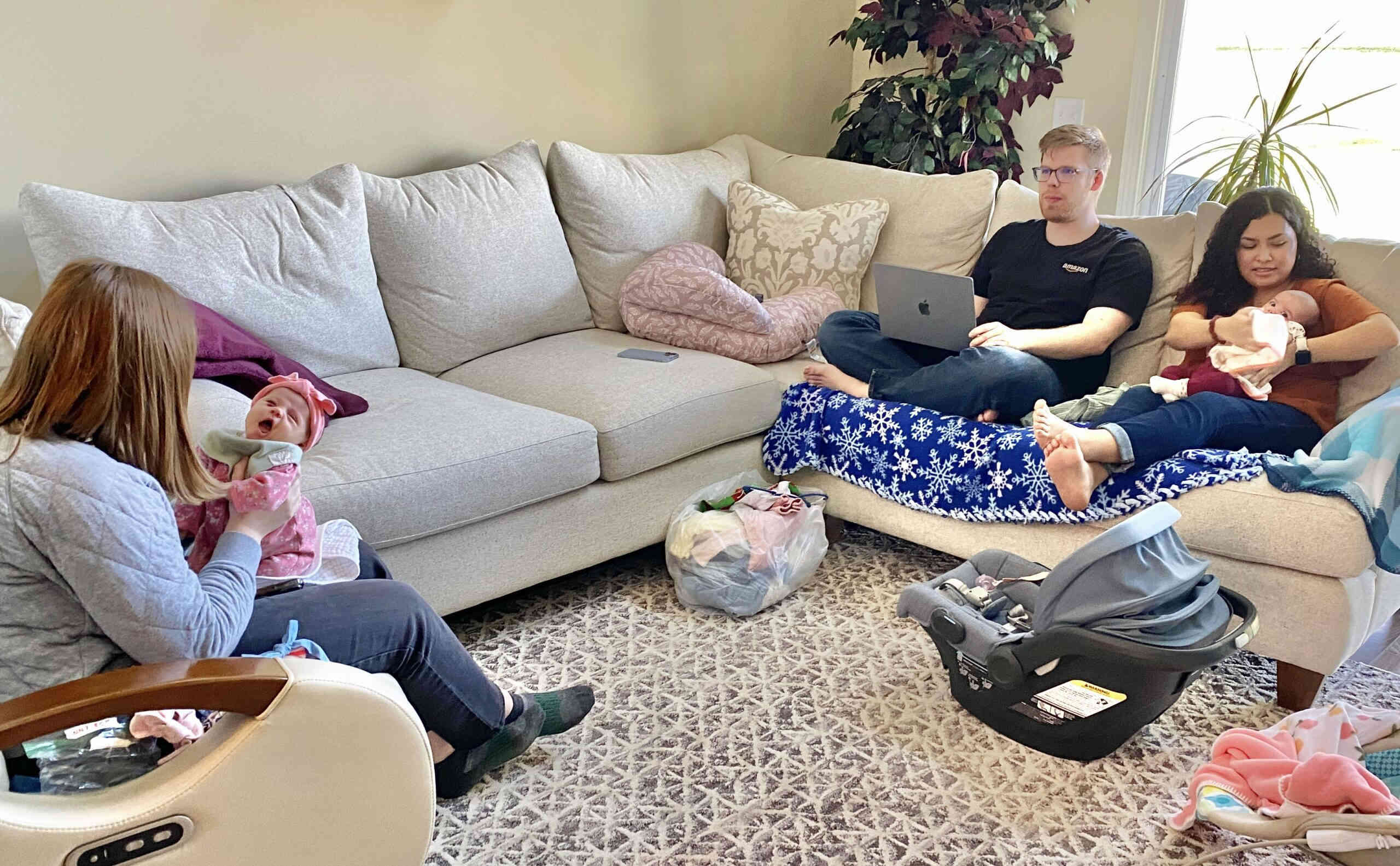 It was fun having our two grand daughters here together (while babysitting the girls I rocked them both at the same time during their naps).