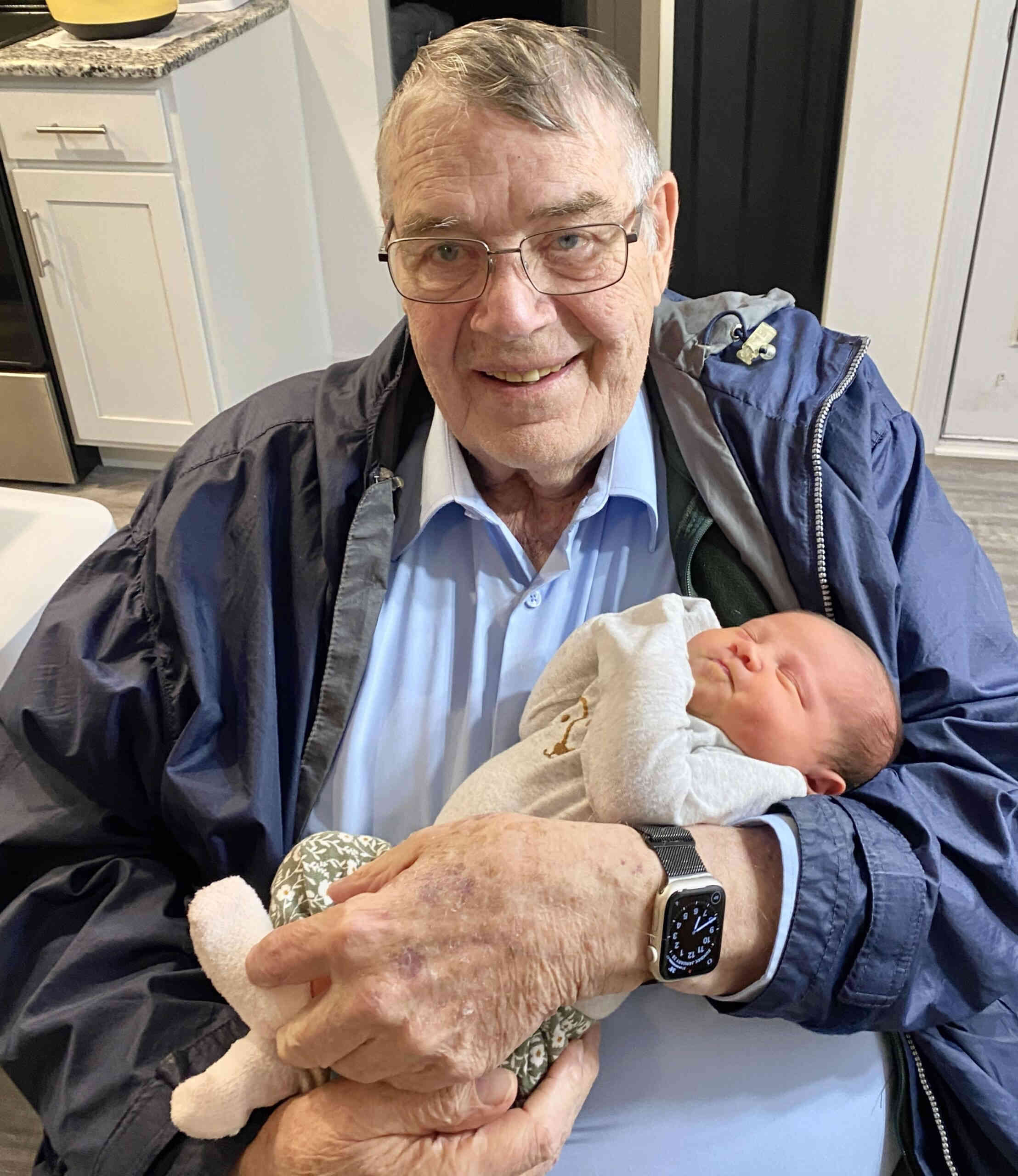 Victor also spent quality time with his other great grand daughter Claire, since Aubrey brought her over frequently during Grandpa's stay.