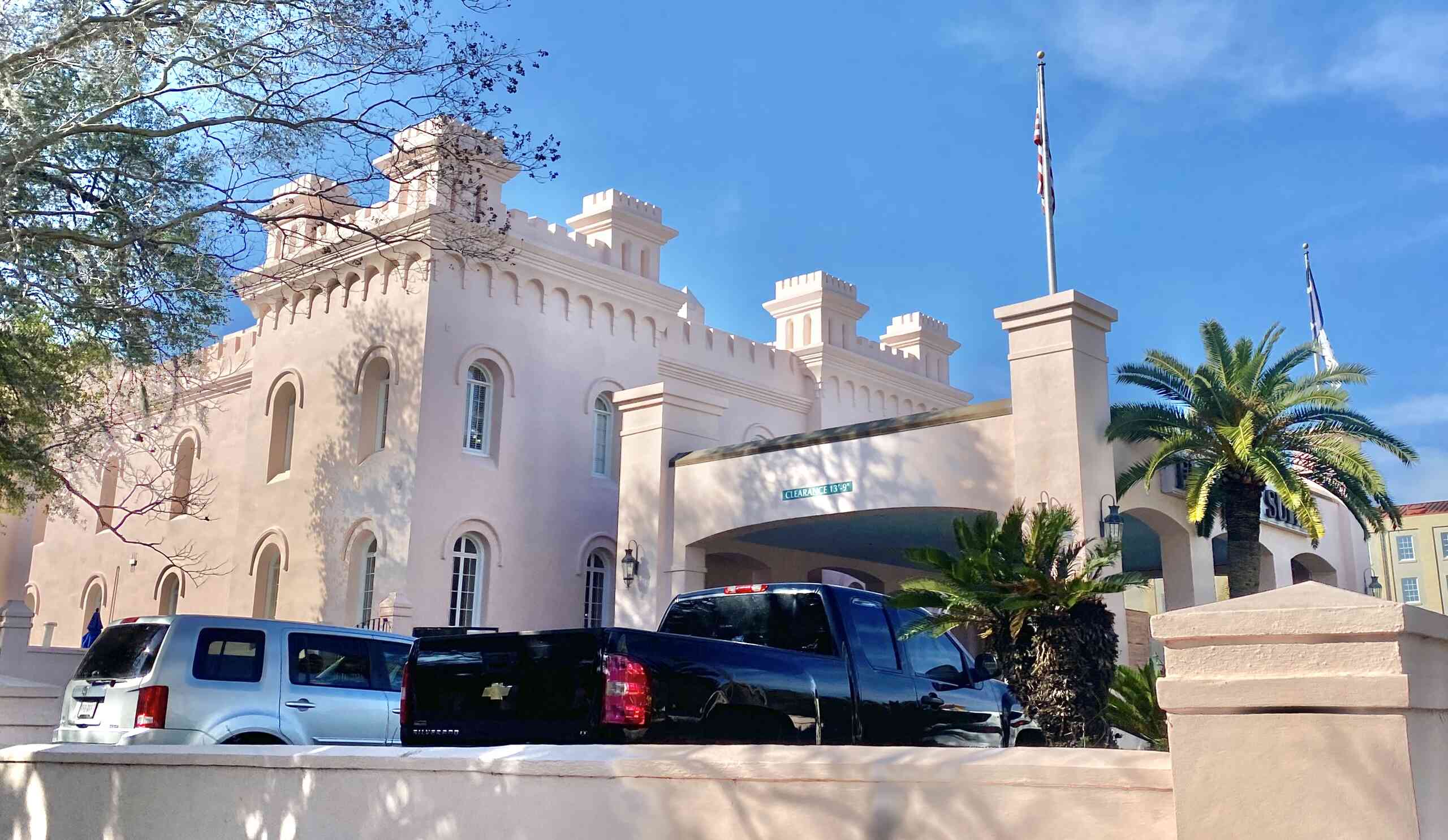 The exterior of our hotel