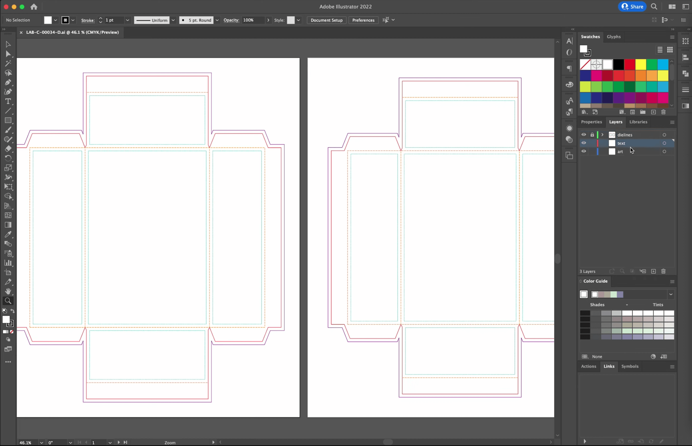 Screenshot: an open template in the Adobe Illustrator interface
