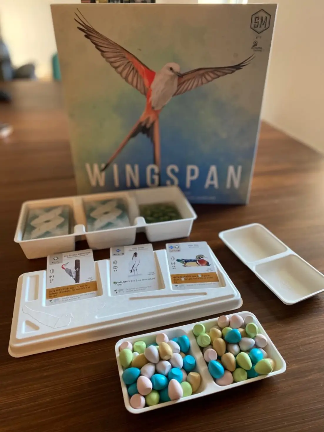 Bagasse trays are now standard in Wingspan (Credit: Stonemaier Games)