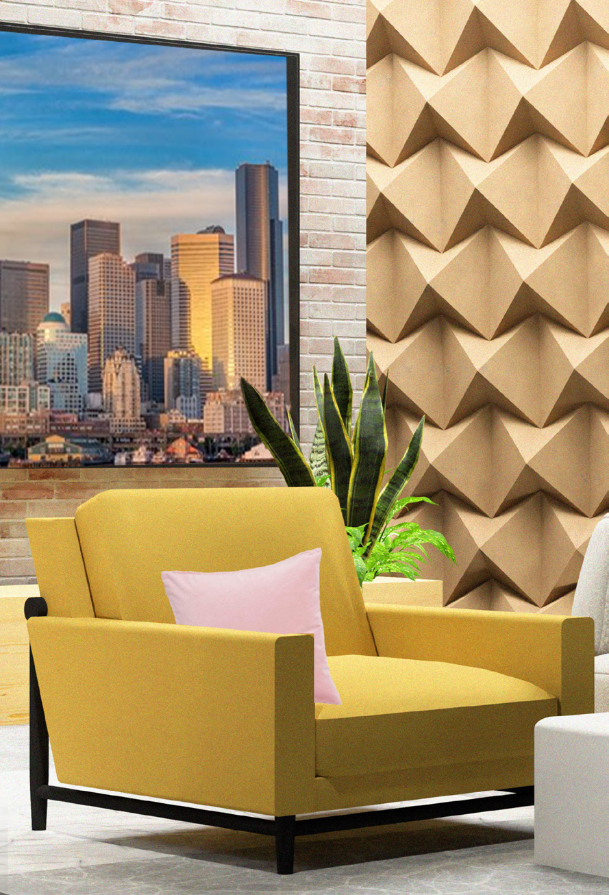 CGI chair and collapsible panel