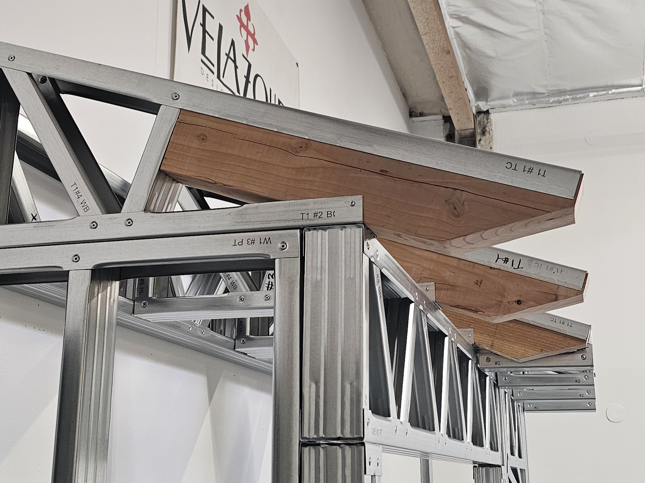 Precise cold-formed steel studs framing an interior