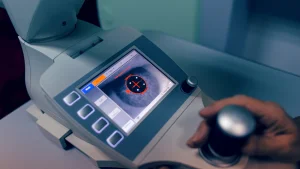 Eye diagnostic scanning equipment used to assess eye conditions