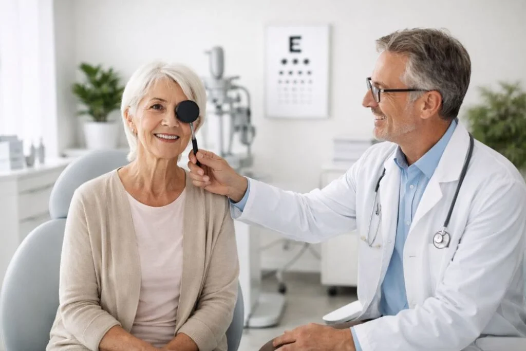 An illustrative image of a follow-up cataract surgery appointment