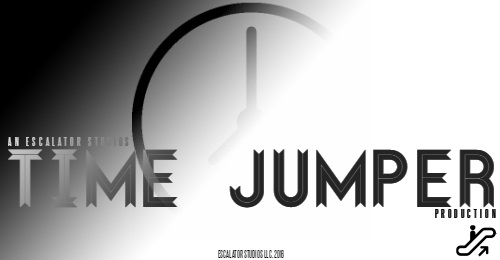 Original Time Jumper title artwork, with a clock face and monochrome lettering.