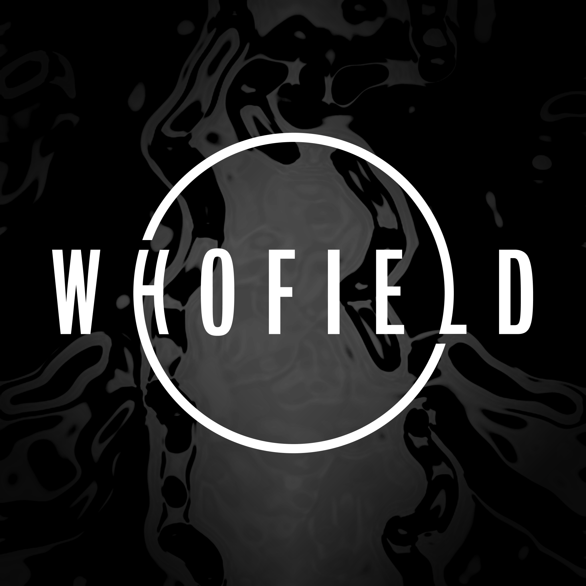 Whofield logo - Whofield text inside a circle connected by the H and L in front of a classic 1963 style time vortex.