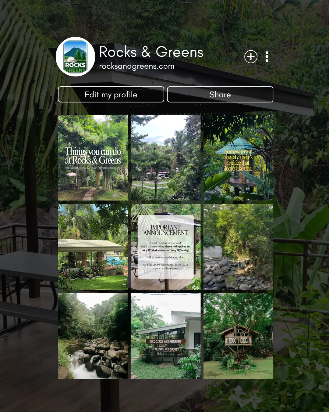 Social media content design for Rocks and Greens, featuring nature-inspired visuals, promotional content, and creative Instagram branding by KishaSMM.