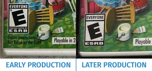 Left: Pre-2013 ESRB rating design; Right: Current (2013 to present) ESRB rating design.