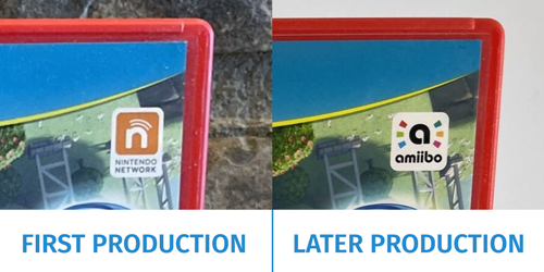 Left: Mario Kart 8 with Nintendo Network logo; Right: Mario Kart 8 with amiibo supported logo