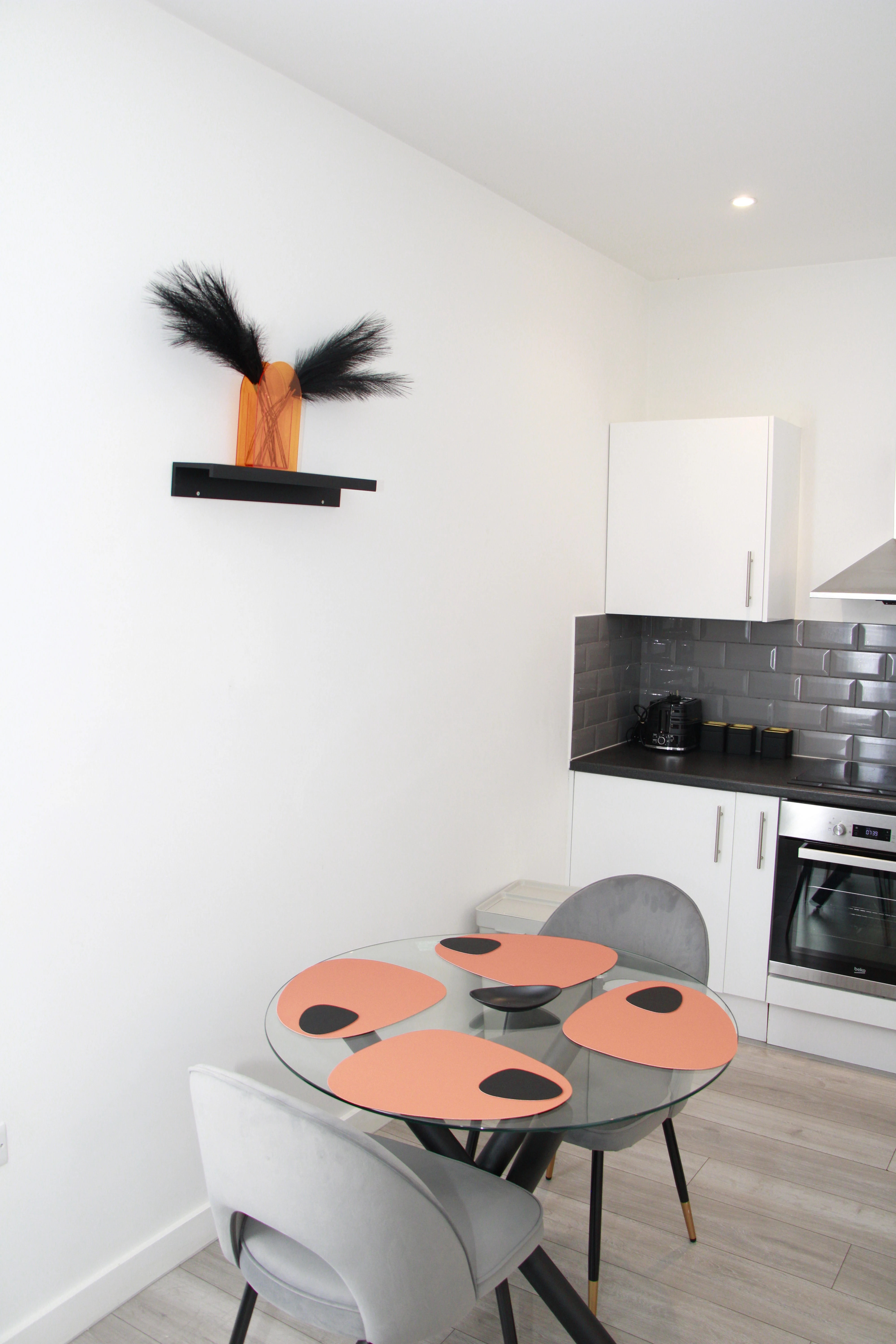 Cleaned small kitchen and dining