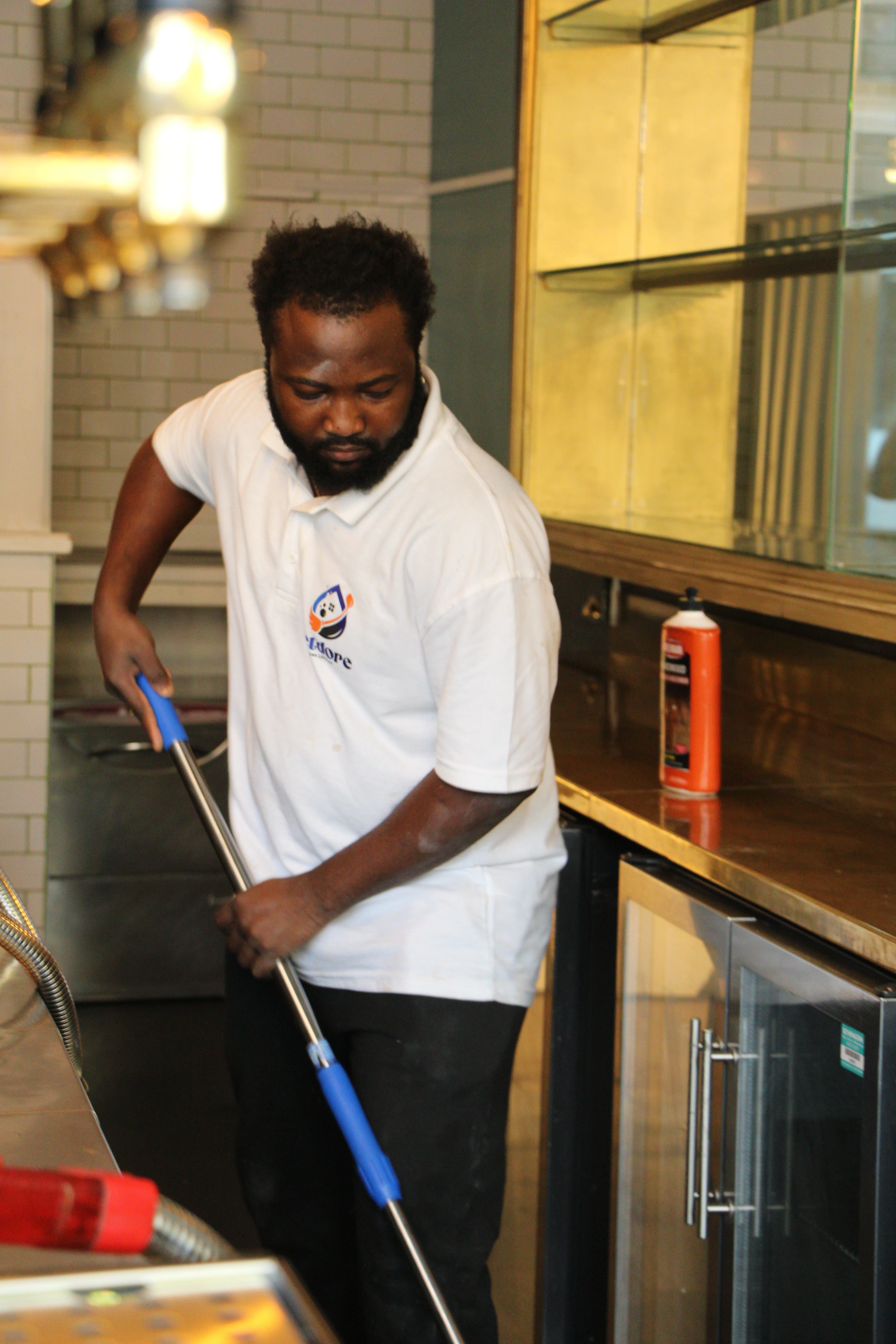 Professional cleaning in progress