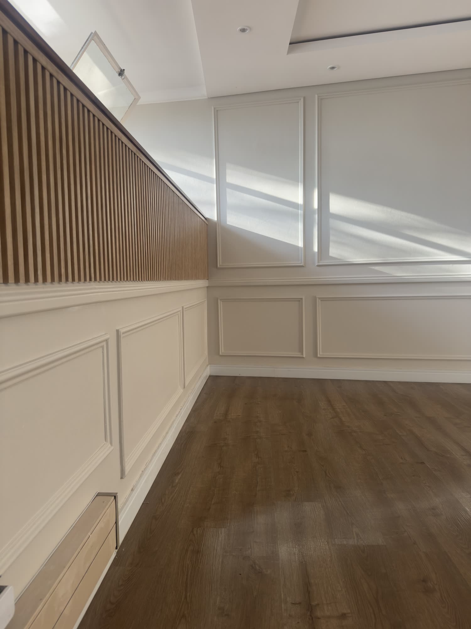 Panelled wall, unfurnished room