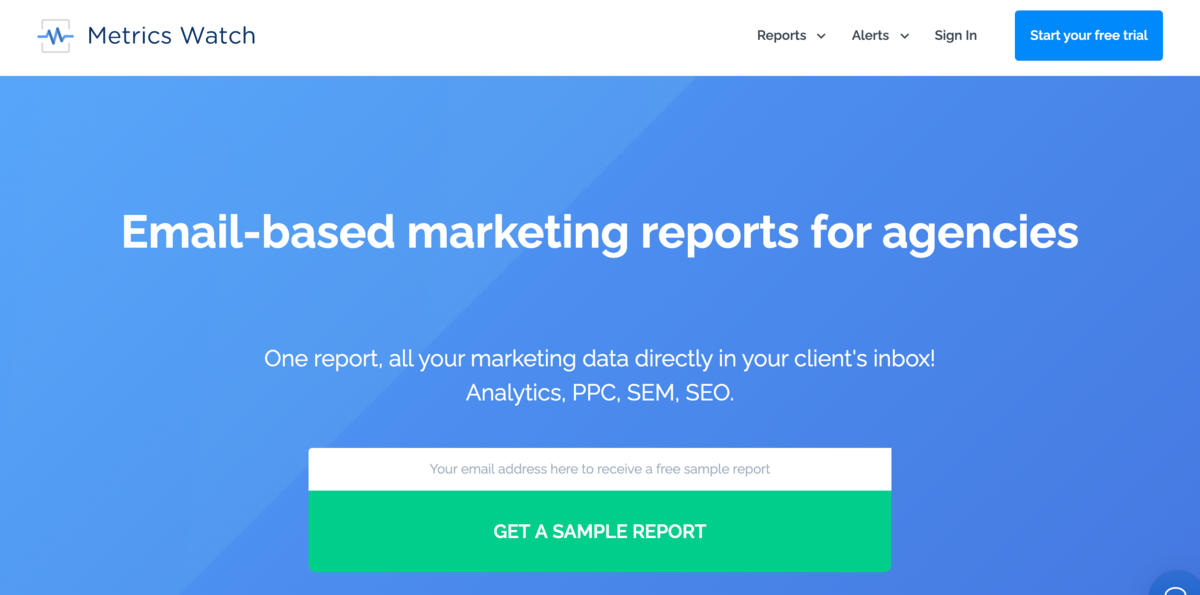 Method #1) Build a Marketing Report With Metrics Watch