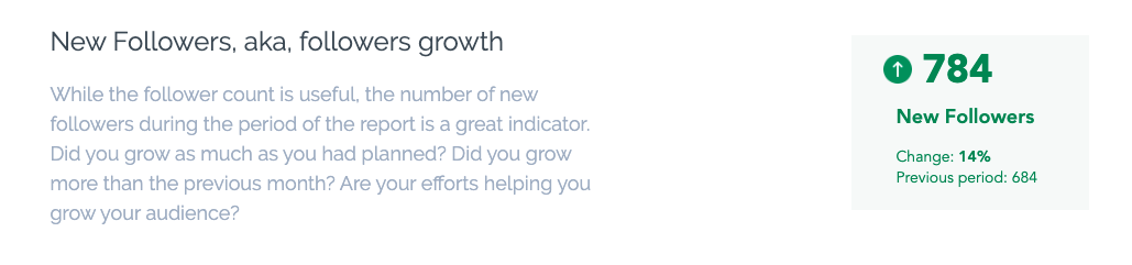 Follower growth rate as KPI for Instagram analytics report template
