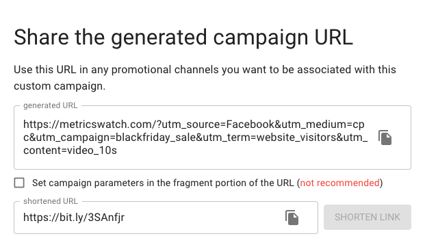 How to share and shorten your generated campaign URL in Google's Campaign URL Builder