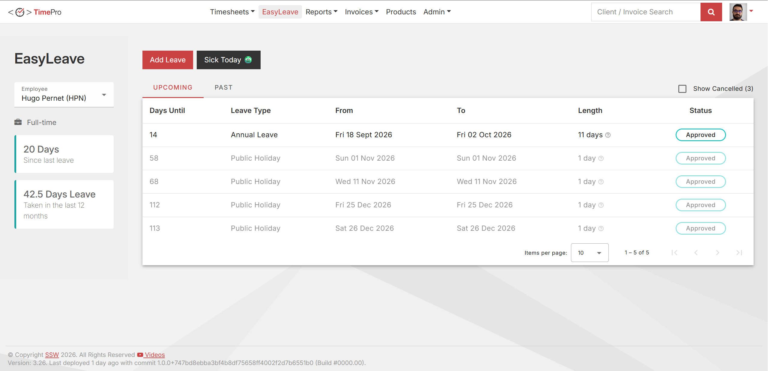 EasyLeave Dashboard